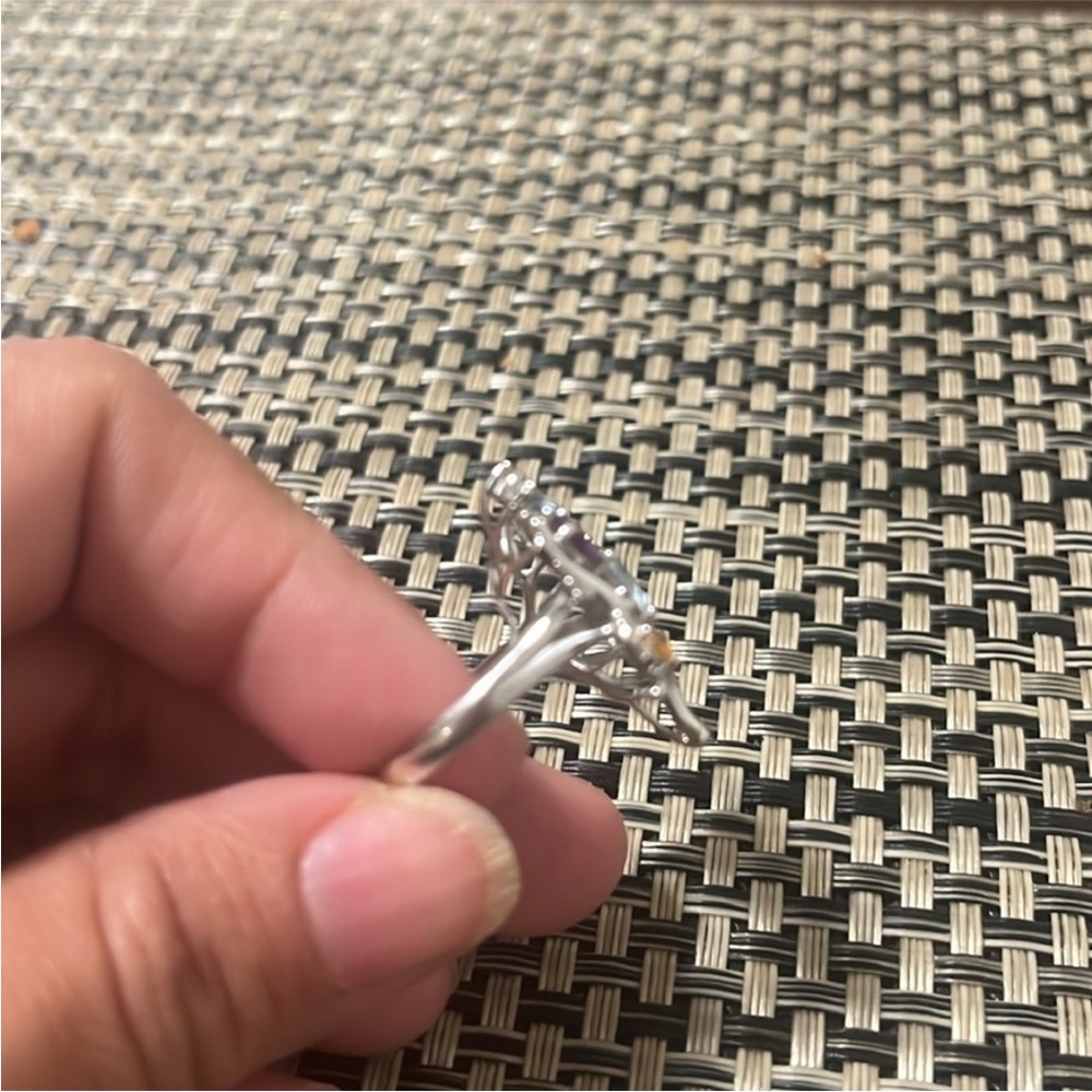 Silver Tree of Life Ring with Colorful Gemstones - Picture 3 of 4